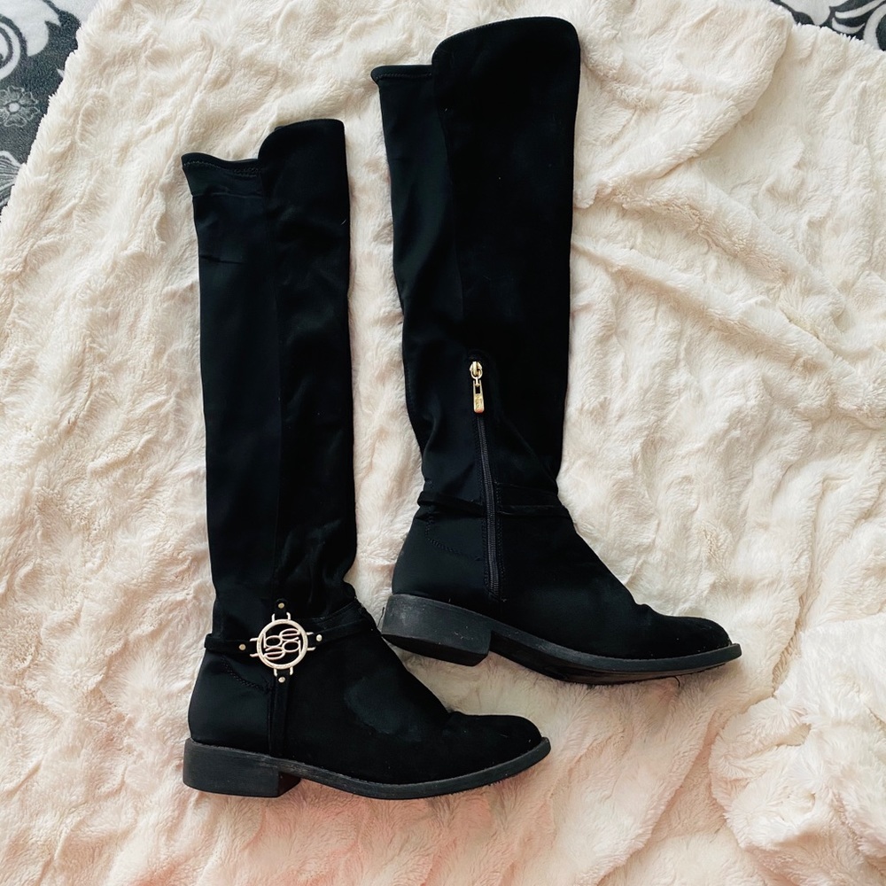 Bebe knee high partial leather boots